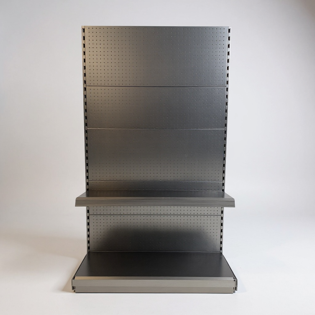 Добавъчен крайстенен стелаж за магазин Super Strong Перфориран гръб СИВ 225см - Image 2