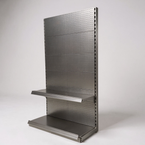 Начален крайстенен стелаж за магазин Super Strong Перфориран гръб СИВ 225см